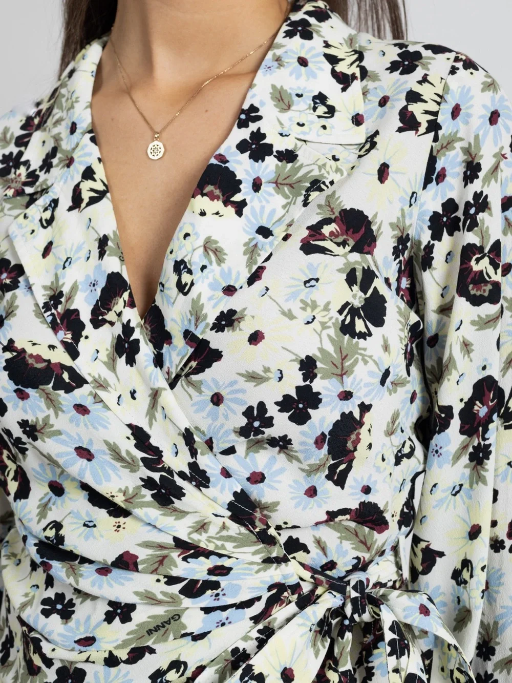 GANNI 🖤 Printed Crepe Wrap Dress